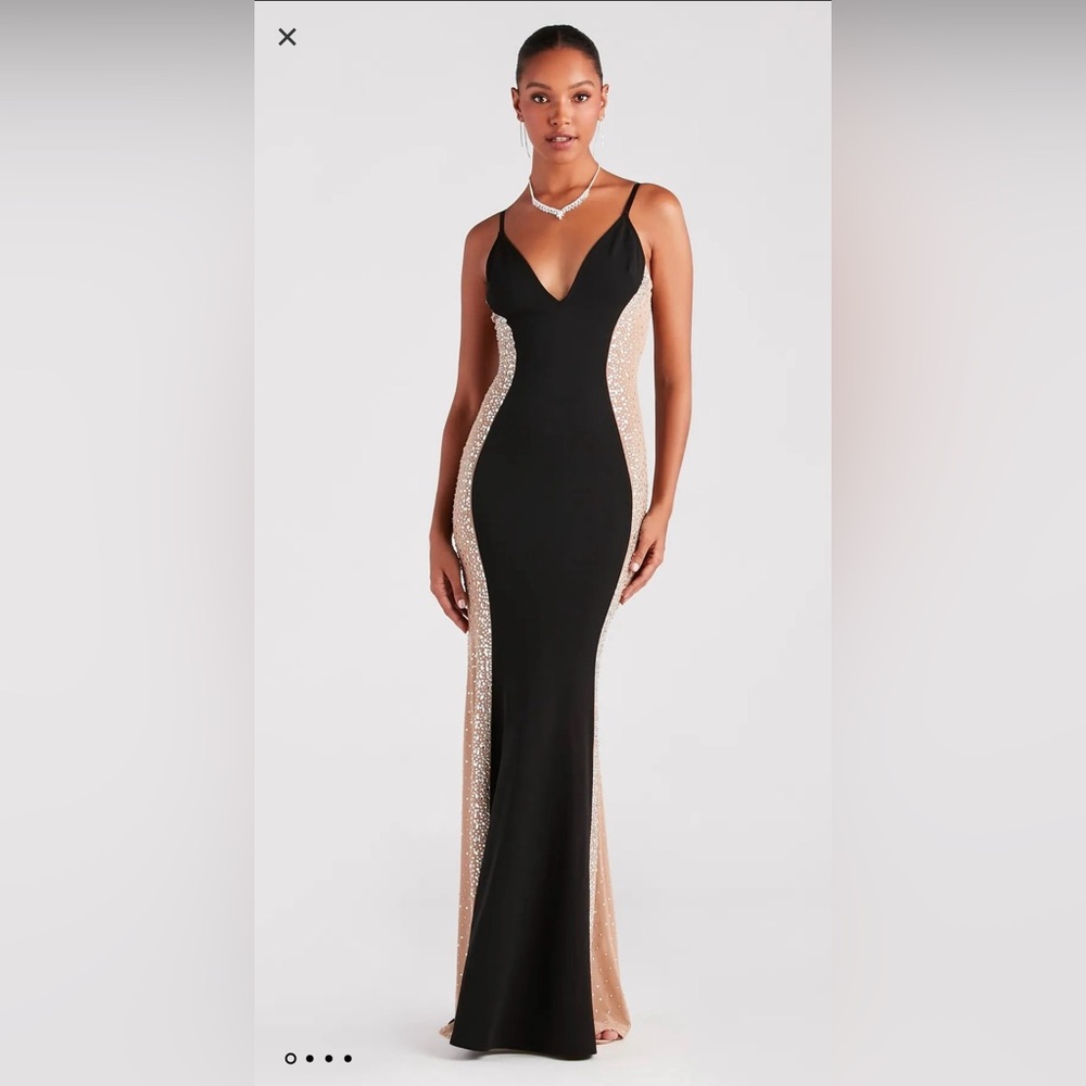 ✨SEXY Jemma Rhinestone Sheer Mesh Formal Mermaid Dress - S & M available, NWT